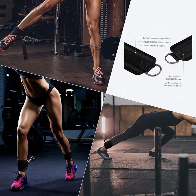 2Pcs Ankle Straps for Cable Machines for Kickbacks, Work Out