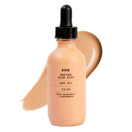EVIE | Refine Skin Tint 11:11: Base de Maquillaje con Cobertura Ligera/Media | Tono Neutral Frio | SPF +50 Protector Solar | Hidratación con Ácido Hialurónico | Maquillaje Líquido