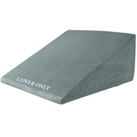 HOMBYS Ultra Soft Velvet Bed Wedge Pillow Cover-Super Soft Fleece Pillowcase with Zipper Design, Removable & Machine Washable Pillowcase 1 Pack, Luxury & Cozy (Pillow not Include)-10 inches, Grey