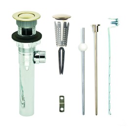 PF WaterWorks PF0732-PB-CH-WS SinkSTRAIN Never Clog Hair Catcher Sink/Lavatory Pop-Up Drain, Chrome Plated ABS Body with Overflow, Polished Brass