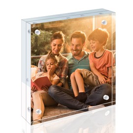 EGOFINE 8x6 Acrylic Frames 1 Pack, 20mm Thicker Frameless Clear Picture Frames, Double Sided Magnetic Picture Frames, Free Standing Desktop Display