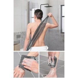 Back Scrubber for Shower, 39.4in/100cm Extra Long, Body Brush for Exfoliating and Massage, Bath Brush for Men and Women (Black, 1 Pc)