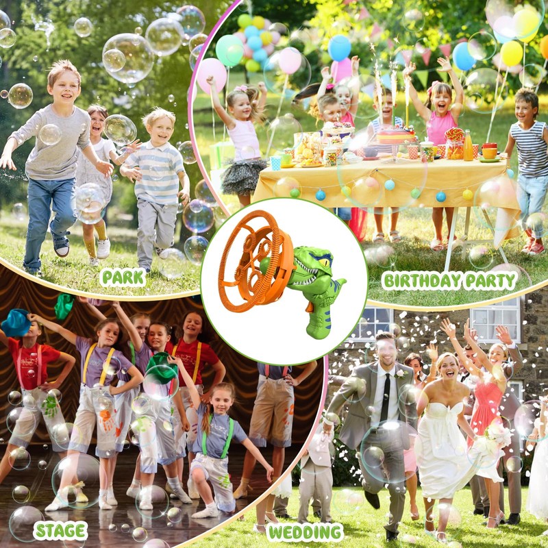Bubble Machine, Dinosaur Bubble Gun for Kids Electric Bubble Blower