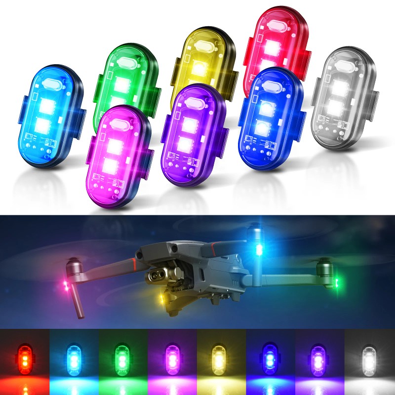 MICTUNING RGB LED Strobe Lights 8pc Flash Emergency Signal Light