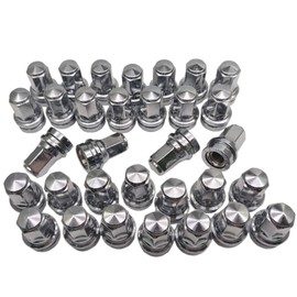 MZS M14x1.5 Lug Nuts, 21mm Hex Closed End Flat Seat Wheel Nut for 2017-2025 F250 F350 Super Duty Factory Wheels, One-Piece Design Flange Lugnut, Replace OEM HCPZ-1012-A HCPZ-1012-B, Chrome, 32Pcs