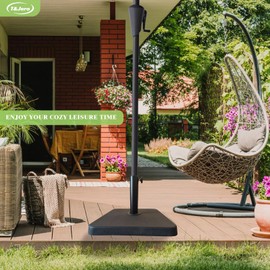 T&Jero 38 lb Square Heavy Duty Patio Market Table Umbrella Base Stand Weight Pre-Filled for Outdoor, Black