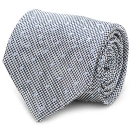 Ox and Bull Trading Co. Dotted Herringbone Gray Silk Tie