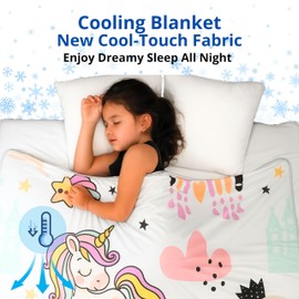 Zinello Design Cooling Blanket Unicorn - Kids Summer Blanket FrostWeave™ Q-Max >0.4 Girls Throw Blanket Breathable Baby Cooling Single (130x170cm (51x67))