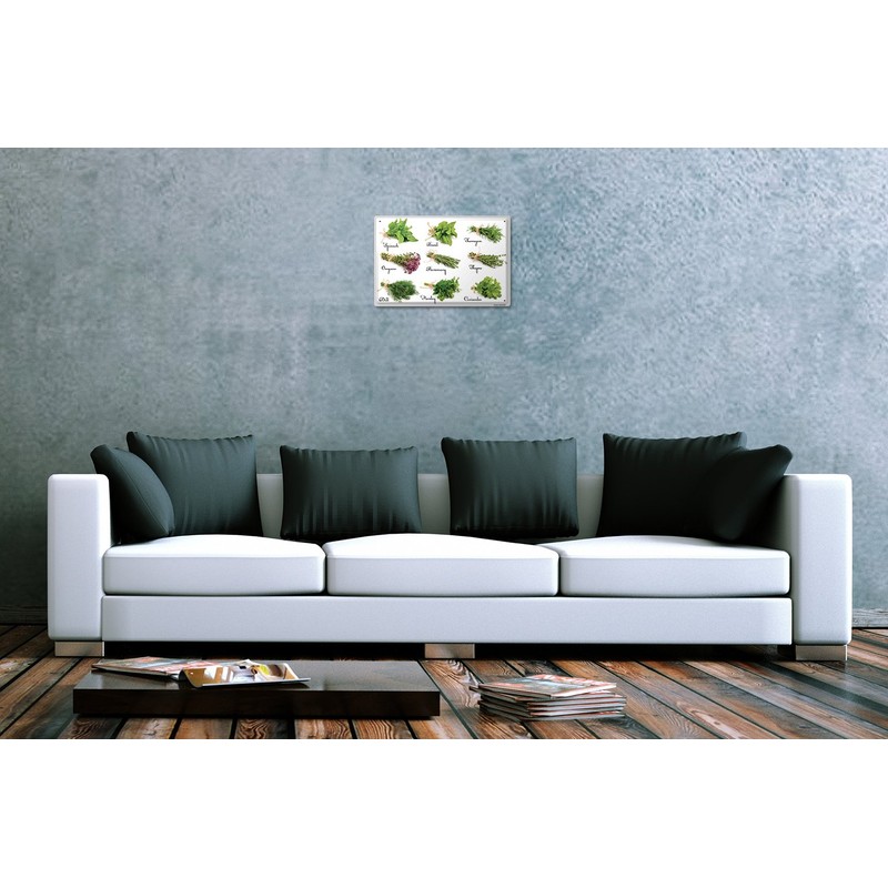 Tin Sign with Retro Herb Overview