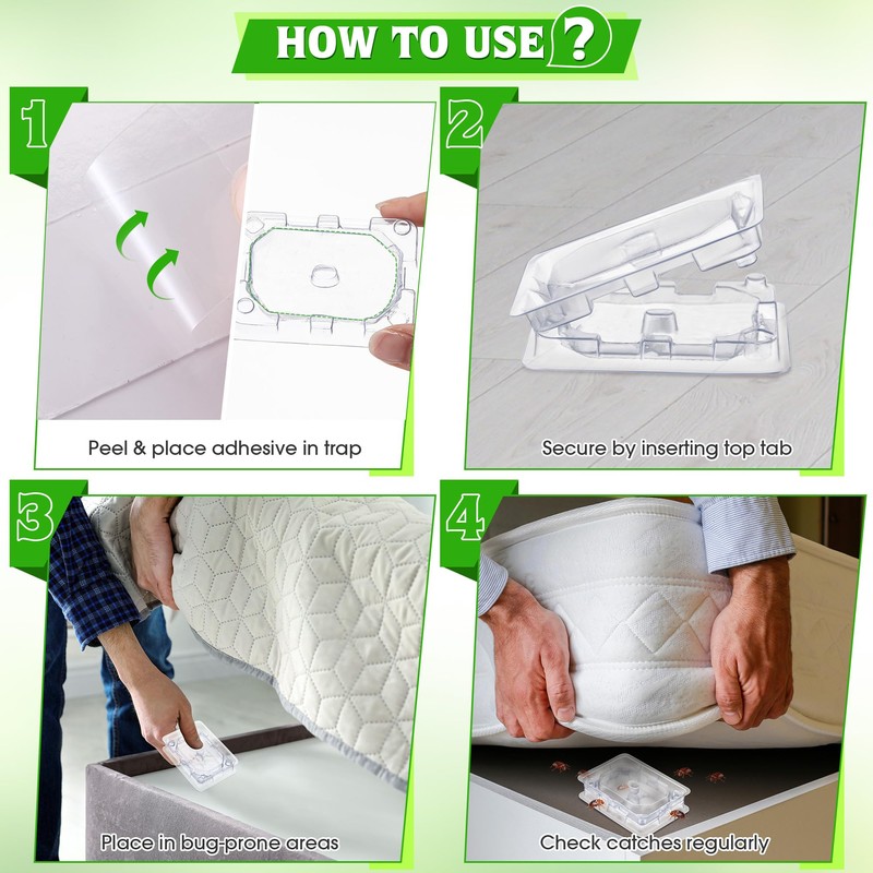 Qualirey 32 PCS Bed Bug Detector Reusable, Bedbug Traps with