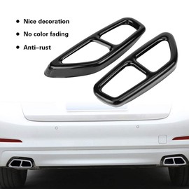 Exhaust Trim G30 G31 Black 2 Pieces Car Stainless Steel Black Exhaust Tailpipe Cover Trim for 5 Series G30 2017-2018 G30