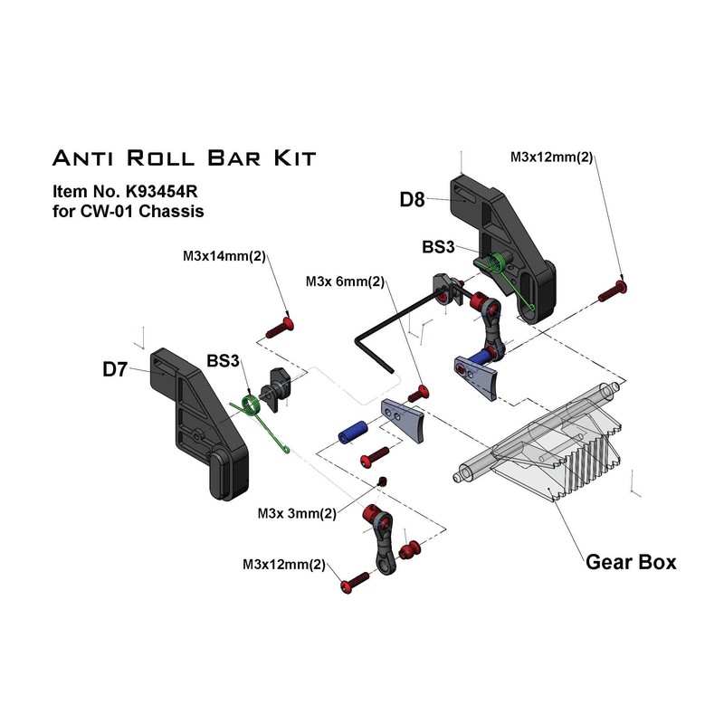 kingfly OP Parts Stabilizer Rod Set Rear Tamiya 1/10 CW-01