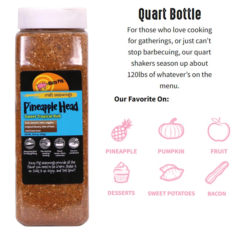 Dizzy Pig Pineapple Head Savory Sweet Tropical Seasoning Rub (Quart