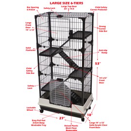 Large Multi-Level Indoor Small Animal Pet Cage for Guinea Pig Ferret Cat Playpen Rabbit Hutch with Solid Platform Ramp Leakproof Litter Tray Large Access Doors 27 x 18 x 53 H inch