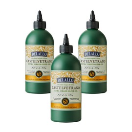 DeLallo, Castelvetrano Extra Virgin Olive Oil, 16.9 Ounce Squeeze Bottle, (3 Pack), Made in Italy, Made with 100% Sicilian Olives, For Cooking and Drizzling, All Natural, Non-GMO