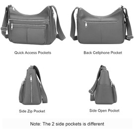 Designer Genuine Nappa Leather Handcrafted Shoulder Bag for Women Ladies Small Everyday Crossover Work Grey Small Small, gray