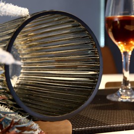 Dinyeo Small Cylinder Ribbed Grey Glass Flower Vase for Farmhouse Dining Table Centerpieces Decor