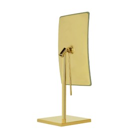 DOWRY 5X Tabletop Magnifying Makeup Mirror Adjustable Rectangular Vanity Mirror for Bedroom 304 Stainless Steel Gifts for Women Wife Mom Teengirls Gold Brushed