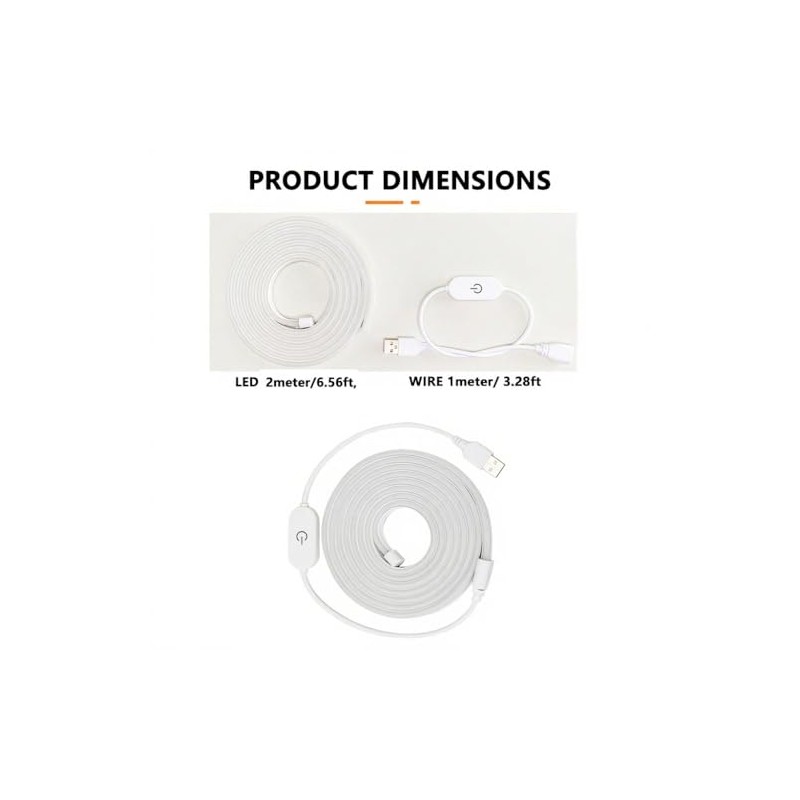 Weforu LED Strip Light 2m Dimmable Neon Rope Light USB