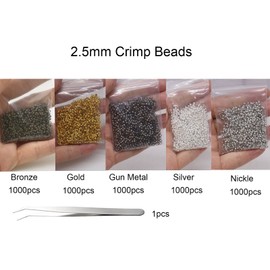 Pamir Tong 5000pcs 2.5mm Assorted Round Crimp Beads, Copper Rondelle Space Stopper Beads Clamp Ends Metal Bead Spacers for DIY Jewelry Making, Bracelet, Necklace Crafts Supplies#346.