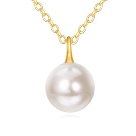 KECHO 14K Gold Pearl Necklaces for Women (Freshwater Cultured Pearl), Real Gold Present Necklace Jewelry Gifts for Her 16"-18" (6mm Pearl Necklace)
