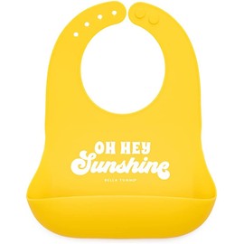 Bella Tunno Wonder Bib – Waterproof Silicone Bibs for Boys & Girls, Non-toxic & BPA Free Silicone Baby Bibs & Toddler Bibs with Adjustable Neck, Easy to Clean (Oh Hey Sunshine)