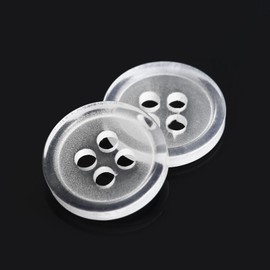 dophee 100pcs Plastic White Buttons 4 Holes Clear Clothing Shirt Sewing Buttons - 10mm