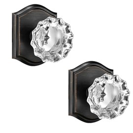 Dllween Crystal Dummy Door Knob Interior, Glass Dummy Door Knob for Closet Bifold Doors, 2 Pack, Oil Rubbed Bronze