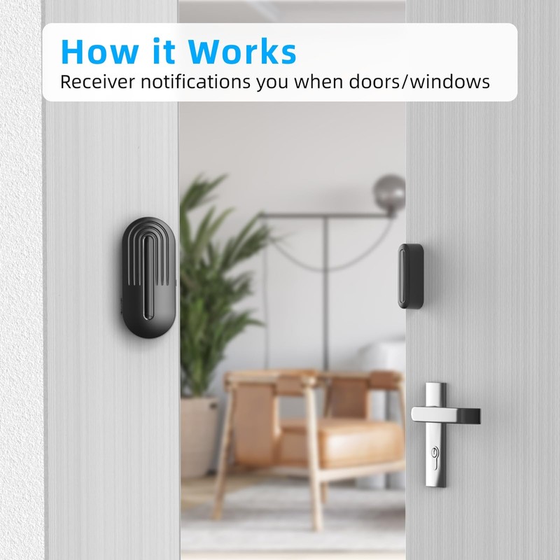 SANJIE Wireless Door Alarm Sensor Chime, 800FT Operating Range 55