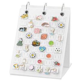 BENECREAT 5Pcs Wool Felt Pin Display Pages, White 3-Ring Brooch Display Holder for Pin Collection Storage, Office Home Brooch Pin Display Decoration, 10.4x7.8x0.17inch