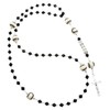 Jet Black Crystal Baseball Rosary for First Communion, Baptism Boys and Girls Christening
