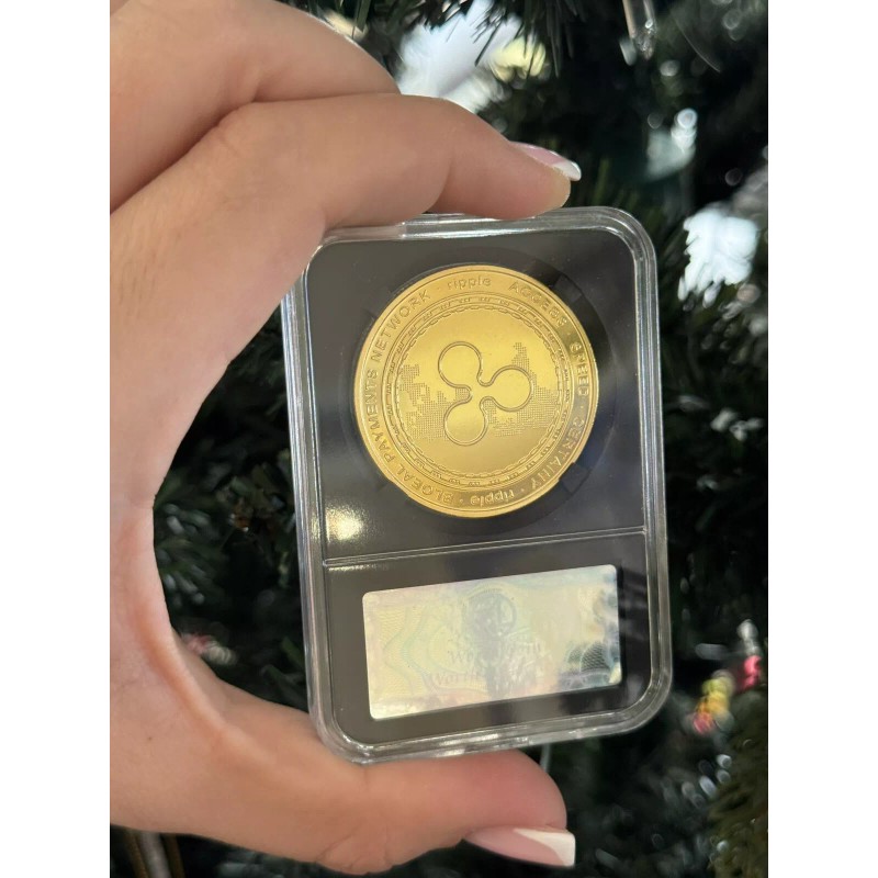 XRP Coin Metal Physical Coin In Plastic Protective Case