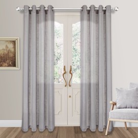 VOILYBIRD Palma Linen Sheer Curtains for Bedroom 84 Inches Long Draperies for Living Room Bronze Grommet (52''W x 84''L, 2 Panels, Grey)