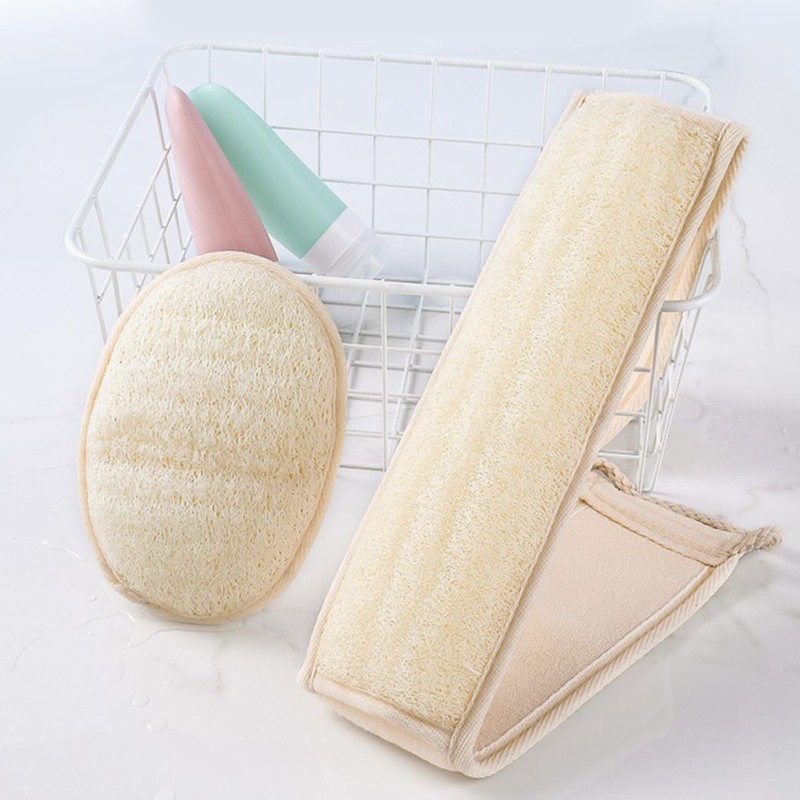 2 Piezas Esponja Vegetal de Luffa, Beige Natural
