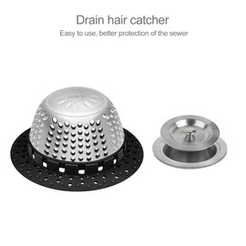LEKEYE Shower Drain Hair Catcher/Bathtub Drain Cover/Drain Protector for Pop-Up & Regular Drains(Black)