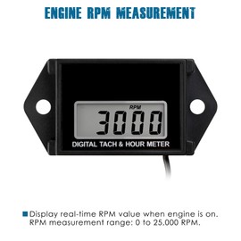 Runleader Digital Hours Tachometer,Waterproof Design for Gasoline Powered Lawn Mower Generator Motorcycle Outboard Motor Chainsaw etc.