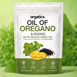 of Oregano 6,000mg with Black Seed Oil, Organics Oregano Capsules with Carvacrol, Natural Herbal Supplement for Immune Health, Digestive Balance & Daily Wellness (1Pc)