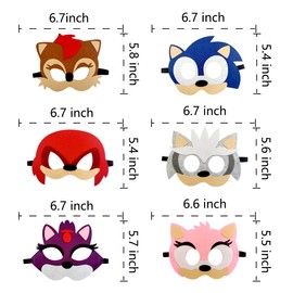12pcs Sonic Party Masks Birthday Cosplay Character for Kids Party Supplies Favors