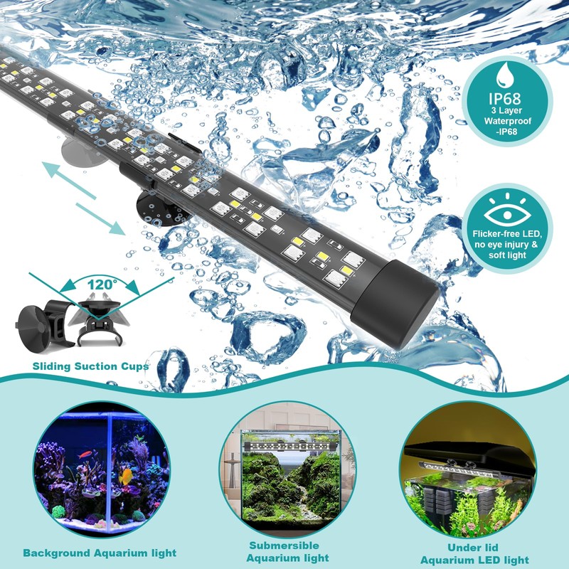 SEAOURA Submersible Aquarium Light for 12 to 23 Inch Fish