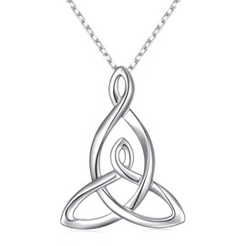 DAOCHONG 925 Sterling Silver Good Luck Irish Jewellery Celtic Knot Necklace with Pendant for Women, Sterling Silver, No Gemstone