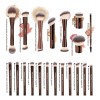 20 Brochas Maquillaje Profesional Con Estuche Alta Calidad Color Marrón