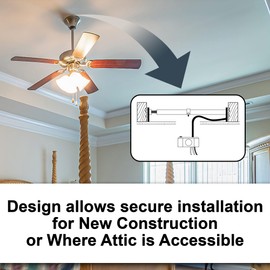 Ciata Ceiling Fan Mounting Bracket, Saf-T-Brace with Locking Teeth, 3 Teeth, Larger Box for High Wire Capacity, Twist and Lock with 1-1/2 Inch Ceiling Fan Box Mount, Light Electrical Box