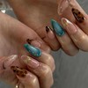 Short Press on Nails Almond Fake Nails with Leopard Print