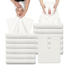 12 toallas faciales de microfibra en forma de U para esteticistas, toallas de spa ultra suaves y absorbentes para masaje, vapor facial y cuidado de la piel (blanco cálido)