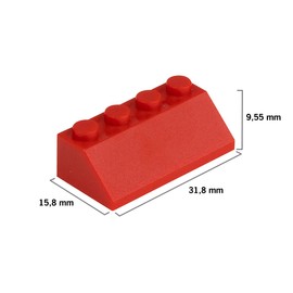 CMC imports 75 Building Blocks Roof Blocks Roof Building Blocks Nubs Roof Slopes Ridged Tile Mix 6 Different Colours (Red / 620)