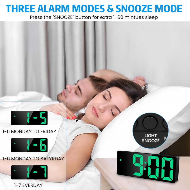 Sarsumir Alarm Clock, Digital Clock, LED Digital Alarm Clock with