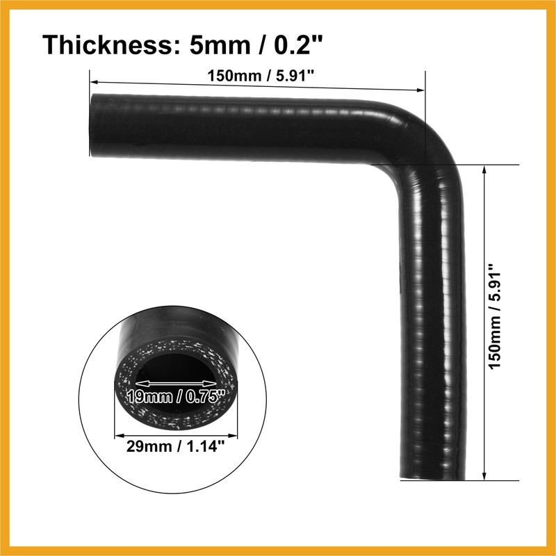 Partuto 19mm 0.75" ID 90 Degree Elbow Silicone Reducer Hose