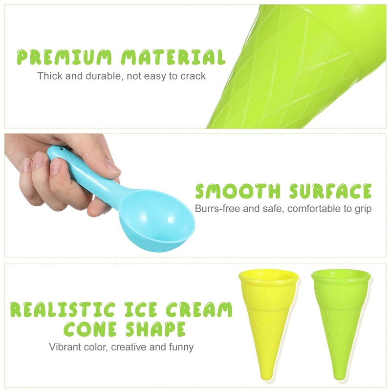Toyvian Sand Toys Ice Cream Cone, Outdoor Scoop Plastic Ice