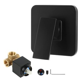 CEIEVER Flush-Mounted Shower Mixer Tap with Screw and Key Shower Bathroom Flush-Mounted Brass Shower Fitting Complete Assembly Set Tap Single Lever Mixer Tap Flush-Mounted for Shower (Black)