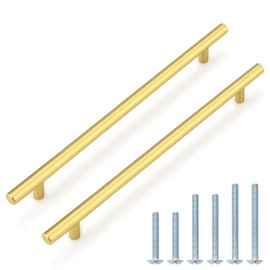Probrico 30 Pack 10 Inch Center-to-Center Kitchen Cabinet Pulls T Bar Gold Cabinet Handles Modern Drawer Hardware Dresser Pulls, 12-3/5 inch Total Length